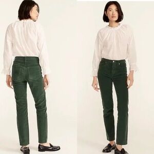 J. Crew 9” Vintage Straight Garment Dyed Corduroy Pants Dark Spruce Green 28
